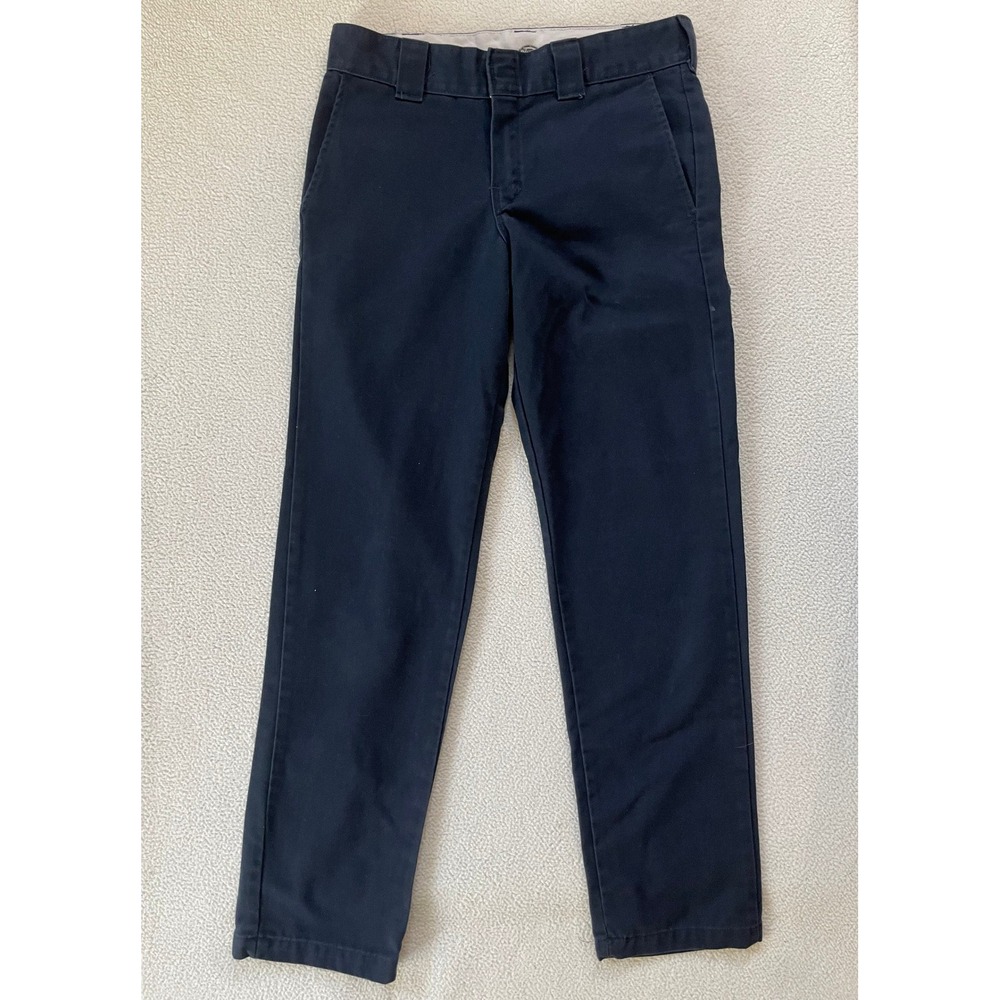 Dickies Mens 30x32 Pants Navy Blue Slim Taper Chinos WP830DN Workwear Utility